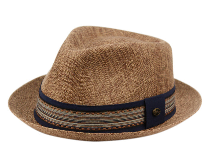 55% Linen 45% Cotton Linen Fedora Men's Spring Summer Small Brim Light Weight with Fabric Band L2805