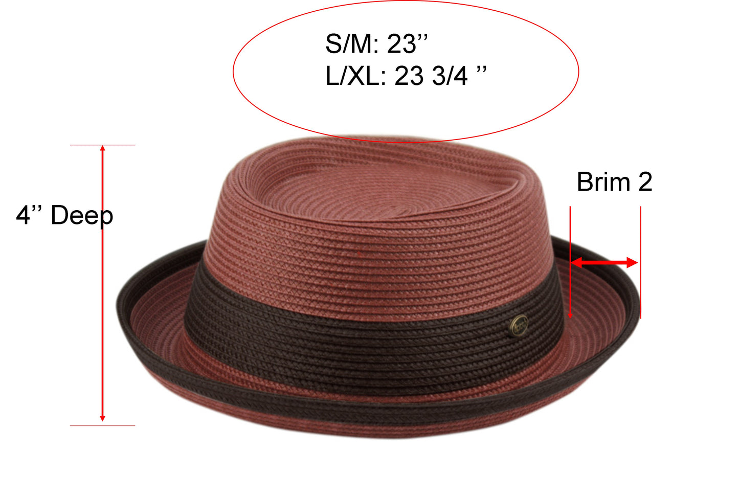 Two Tone Pork Pie Summer Men's Poly Braid Beach Dressy Small Brim Hat with an Adjustable Drawstring 2809