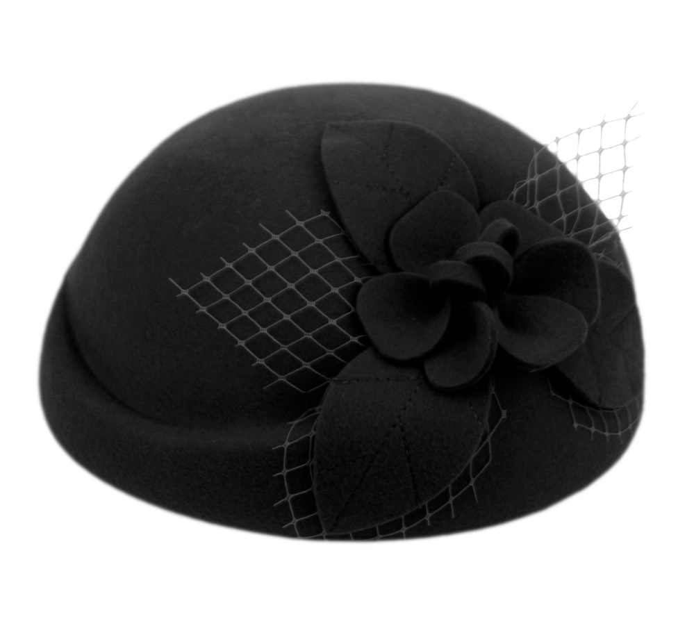 Ladies' 100% Wool Felt Fascinator Hat with Flower Decoration 2286