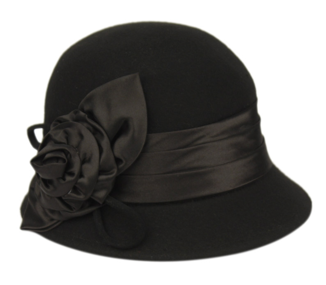 Women's 100% Wool Fall Winter Dress Hat with Flower (Online Only)